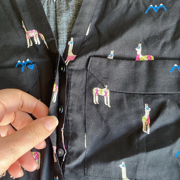 Maeve Anthropologie Alpaca Llama Black Long Sleeve V Neck Shirt, Women’s 2 - Picture 8 of 16